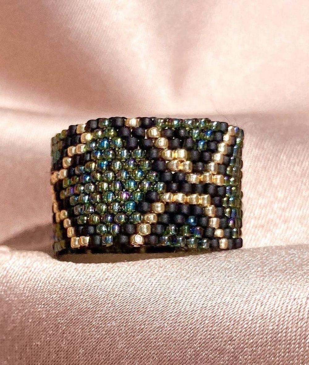 Женские кольца из бисера с кристаллами разной формы, в ассортименте
